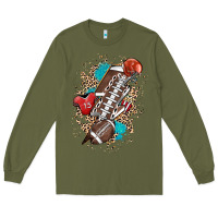 Army Green Football lightning bolt leopard Long Sleeve Tee - HowdyJamesFarm
