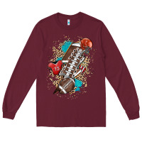 Burgundy Football lightning bolt leopard Long Sleeve Tee - HowdyJamesFarm