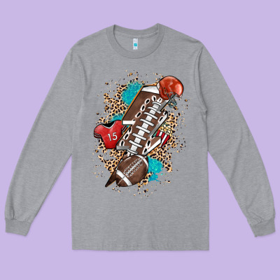 Football Lightning Bolt Leopard Long Sleeve Tee Designed By Howdyjamesfarm