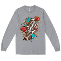 Heather Grey Football lightning bolt leopard Long Sleeve Tee - HowdyJamesFarm