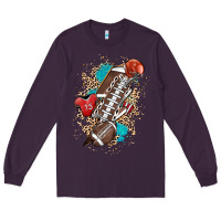 Plum Football lightning bolt leopard Long Sleeve Tee - HowdyJamesFarm