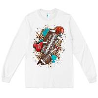 White Football lightning bolt leopard Long Sleeve Tee - HowdyJamesFarm