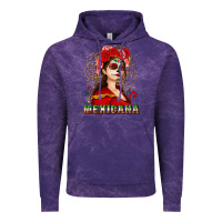 Cloud Purple Sugar skull girl with Mexicana Vintage Hoodie - NancyCooperArtShop