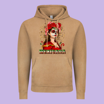 Sugar Skull Girl With Mexicana Vintage Hoodie Designed By Nancycooperartshop