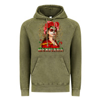 Vintage Olive Sugar skull girl with Mexicana Vintage Hoodie - NancyCooperArtShop