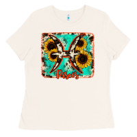 Bone pisces turquoise cowhide Ladies Tee - RanaPortraitStore
