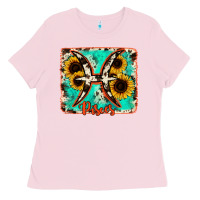 Bubblegum Pink pisces turquoise cowhide Ladies Tee - RanaPortraitStore