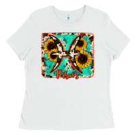 White pisces turquoise cowhide Ladies Tee - RanaPortraitStore