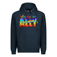 Navy Always An Ally Pride LGBTQ Premium Hoodie - BundleAndBundleShop
