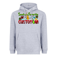 Heather Grey Santa's Favorite Custodian Heavyweight Hoodie - LillyAllenDesigns