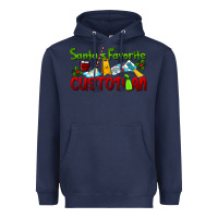 Navy Santa's Favorite Custodian Heavyweight Hoodie - LillyAllenDesigns