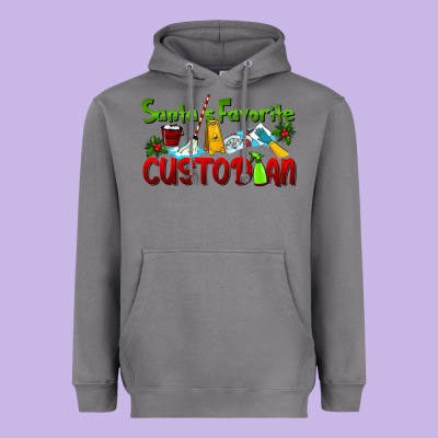 Santa's Favorite Custodian Heavyweight Hoodie Designed By Lillyallendesigns
