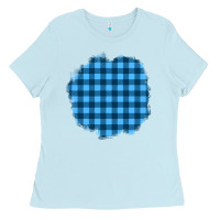 Baby Blue Winter Tartan Patch Ladies Tee - BundleAndBundleShop