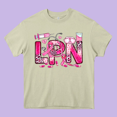 Breast Cancer Lpn Licensed Practical Nurse Heavy Core Tee Designed By Jahusdesignshop