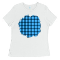 White Winter Tartan Patch Ladies Tee - BundleAndBundleShop