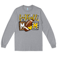 Heather Grey Football mom yellow team color Long Sleeve Tee - HowdyJamesFarm