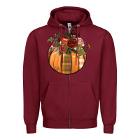 Burgundy floral pumpkin Zipper Hoodie - BundleAndBundleShop