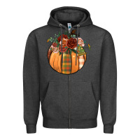 Charcoal Heather floral pumpkin Zipper Hoodie - BundleAndBundleShop