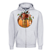 Floral Pumpkin Zipper Hoodie | Teevron