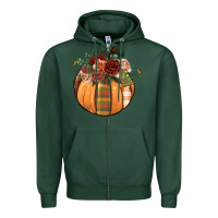Sports Green floral pumpkin Zipper Hoodie - BundleAndBundleShop