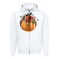 White floral pumpkin Zipper Hoodie - BundleAndBundleShop