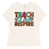 Bone Teach Love Inspire With Leopard Ladies Tee - BundleAndBundleShop