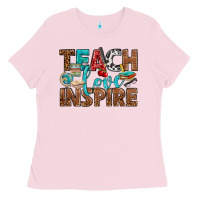 Bubblegum Pink Teach Love Inspire With Leopard Ladies Tee - BundleAndBundleShop