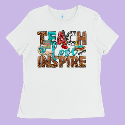 Teach Love Inspire With Leopard Ladies Tee Designed By Bundleandbundleshop