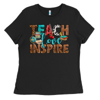 Black Teach Love Inspire With Leopard Ladies Tee - BundleAndBundleShop