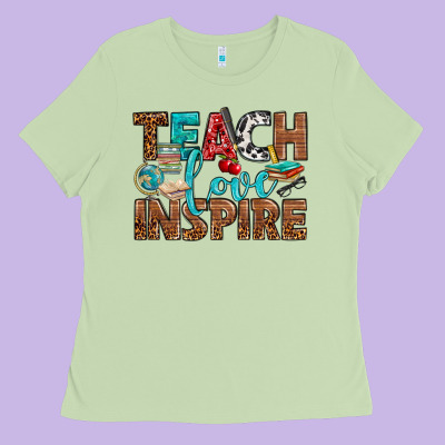 Teach Love Inspire With Leopard Ladies Tee Designed By Bundleandbundleshop
