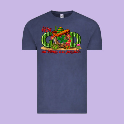 With God All Things Are Possible Mexico Vintage Tee Designed By Texasbilliewilder