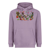Lavender Three Christmas Dinosaurs Heavyweight Hoodie - LillyAllenDesigns