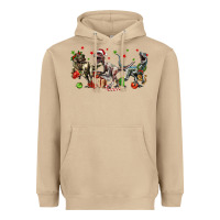 Mushroom Three Christmas Dinosaurs Heavyweight Hoodie - LillyAllenDesigns