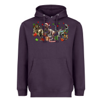 Plum Three Christmas Dinosaurs Heavyweight Hoodie - LillyAllenDesigns