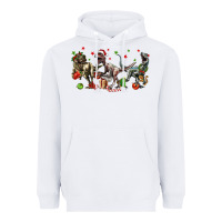 White Three Christmas Dinosaurs Heavyweight Hoodie - LillyAllenDesigns