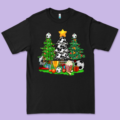 Christmas With Soccer Trees Premium Tee Designed By Bundleandbundleshop