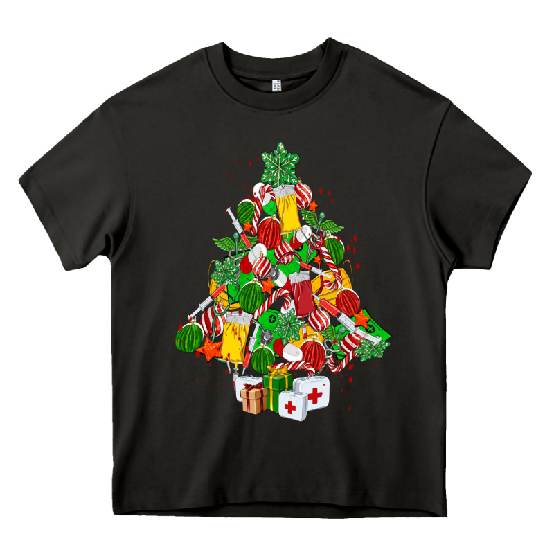 Nurse Christmas Tree Heavy Core Tee by MaliasSmallBusiness | Teevron