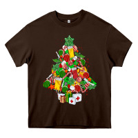 Chocolate Brown nurse christmas tree Heavy Core Tee - MaliasSmallBusiness