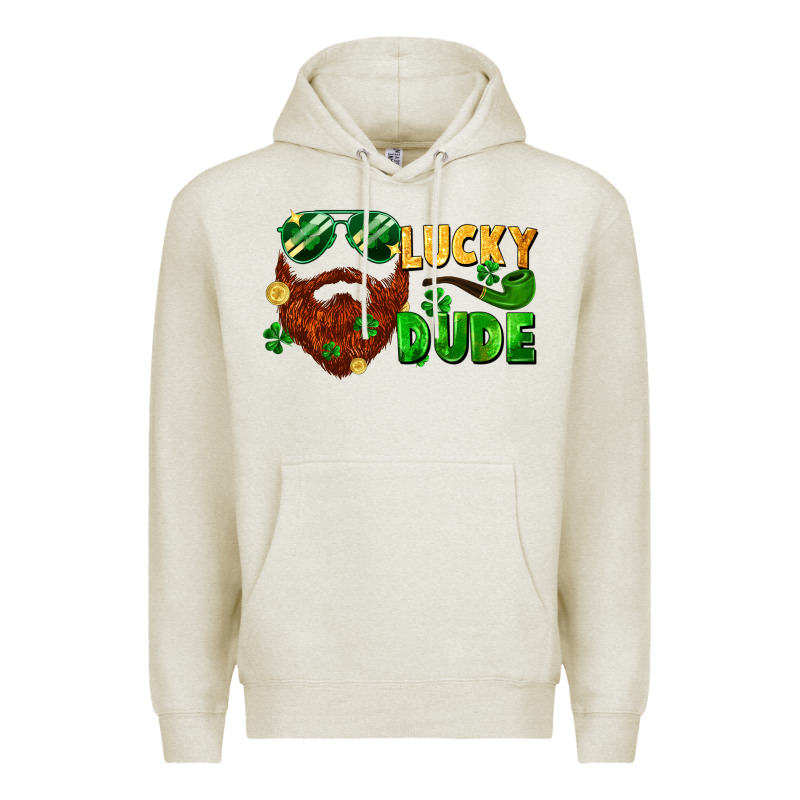 Lucky Dude Saint Patrick's Bearded Man Premium Hoodie by FaDigitalArtStudio | Teevron