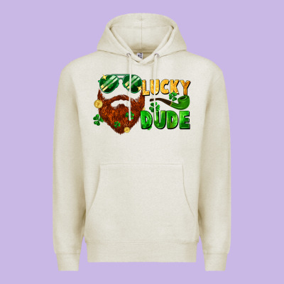 Lucky Dude Saint Patrick's Bearded Man Premium Hoodie Designed By Fadigitalartstudio