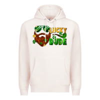 Pale Pink lucky dude saint patrick's bearded man Premium Hoodie - FaDigitalArtStudio