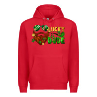 Red lucky dude saint patrick's bearded man Premium Hoodie - FaDigitalArtStudio