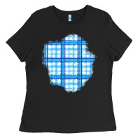Black Winter Tartan Patch Ladies Tee - BundleAndBundleShop