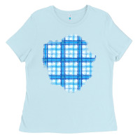 Baby Blue Winter Tartan Patch Ladies Tee - BundleAndBundleShop