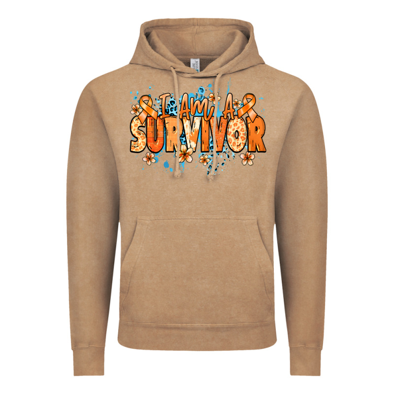 I Am A Survivor Orange Ribbon Kidney Cancer Vintage Hoodie by NancyCooperArtShop | Teevron