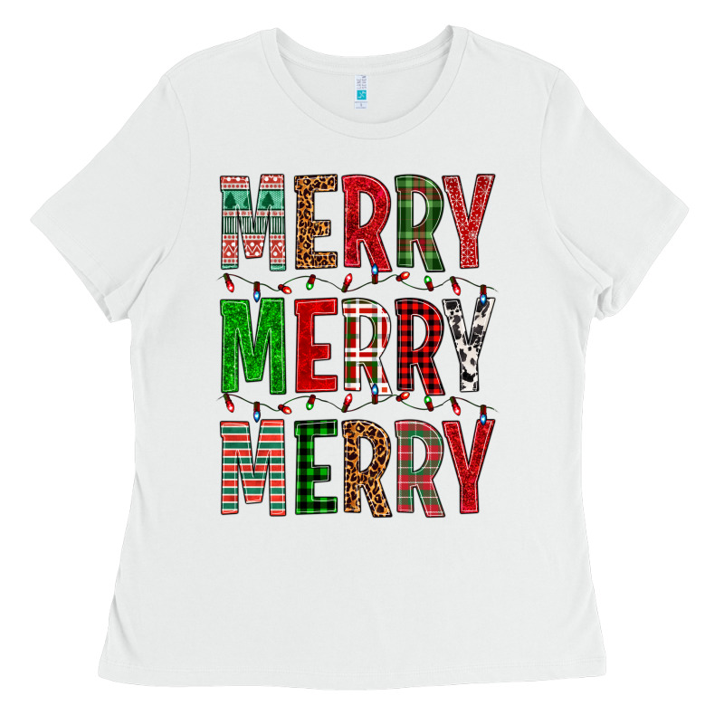 Merry Merry Merry Christmas Ladies Tee by BundleAndBundleShop | Teevron