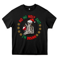 Black ho ho holly shit skeleton santa Heavy Core Tee - MaliasSmallBusiness