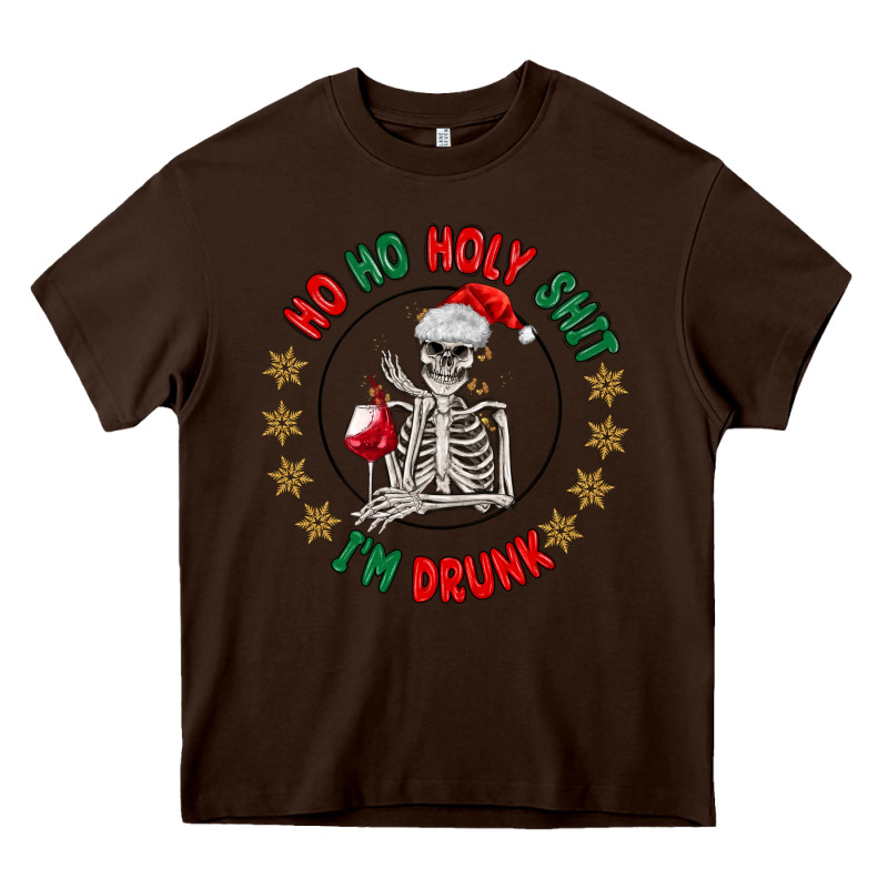 Ho Ho Holly Shit Skeleton Santa Heavy Core Tee by MaliasSmallBusiness | Teevron