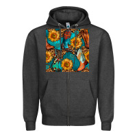 Charcoal Heather western cowboy boot seamless pattern Zipper Hoodie - BundleAndBundleShop