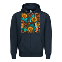 Navy western cowboy boot seamless pattern Zipper Hoodie - BundleAndBundleShop